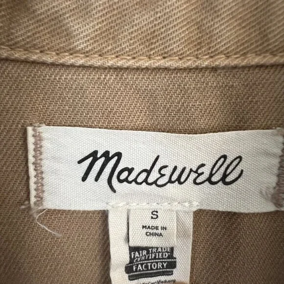 Madewell Garment Dyed Relaxed Coverall Shorts Jumpsuit Khaki Tan Size S